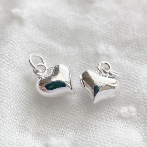 Sterling Silver Charm Large 3D Heart