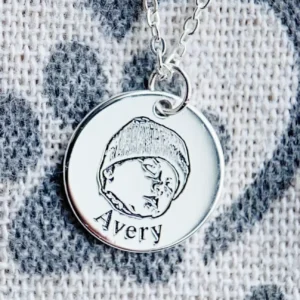 Deep Engraved Pet Newborn Portrait Necklace