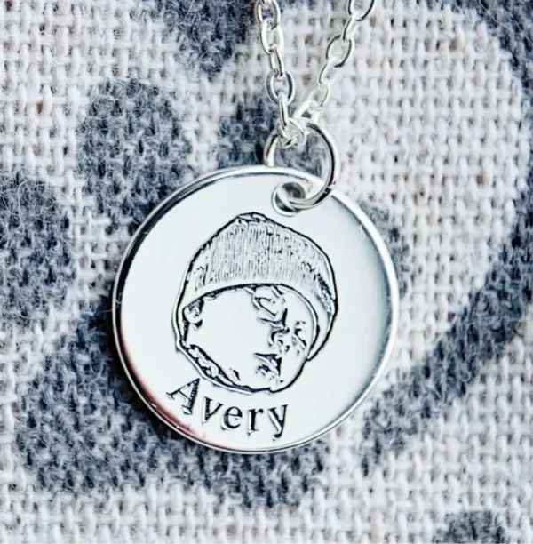 Deep Engraved Pet Newborn Portrait Necklace