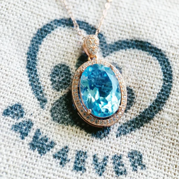 Natural Topaz Silver Necklace in Rose Gold